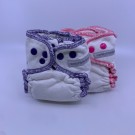 2pk BLEIEPAKKE Sustainablebabyish formsydd m/innlegg X-SMALL bambus tøybleie thumbnail