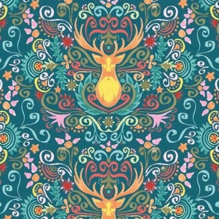 Økologisk Jersey - Folk Deer - Designerstoff