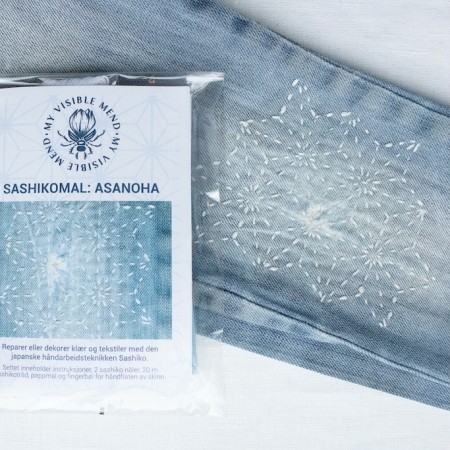 Sashiko reparasjonssett med pappmal Asanoha